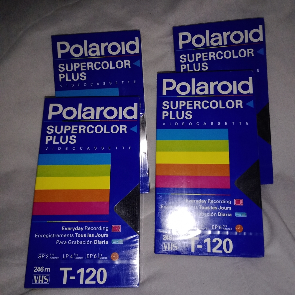 New Old Stock Polaroid Supercolor Plus Blank VHS Cassette Tapes Sealed New 1993